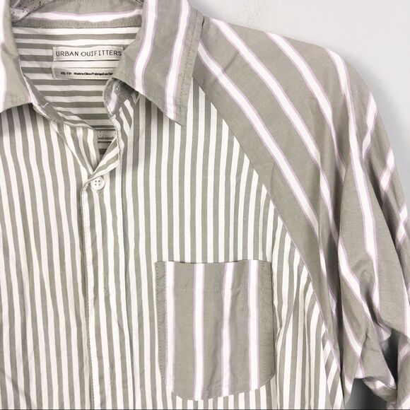 URBAN OUTFITTERS | Tan & White Striped Button Down - Picture 3 of 8